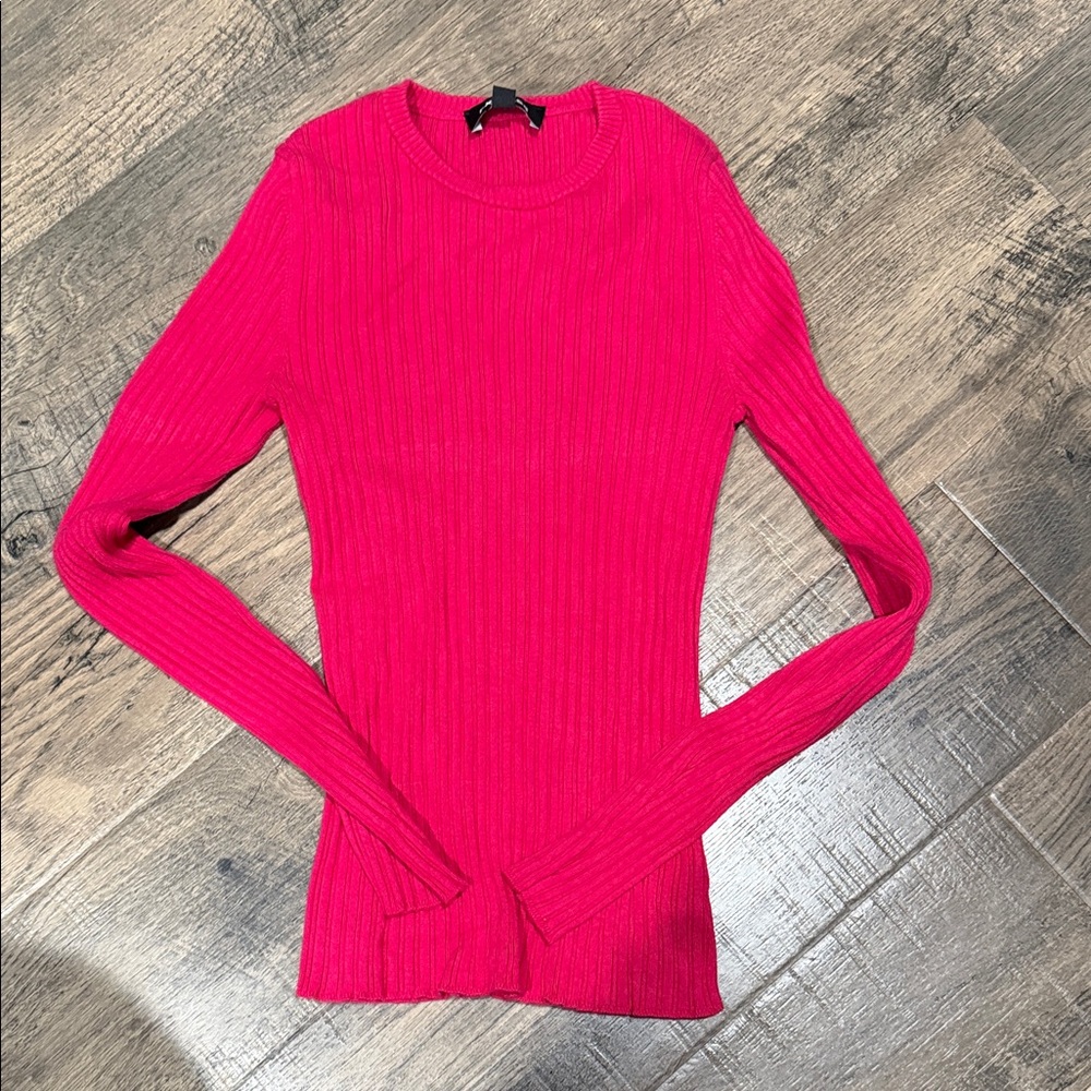 Express Fuchsia Ribbed Long Sleeve Sweater
